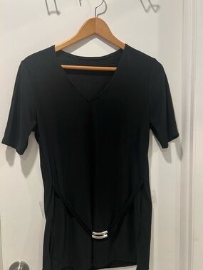 Black V-Neck Short Sleeve Women's blouse